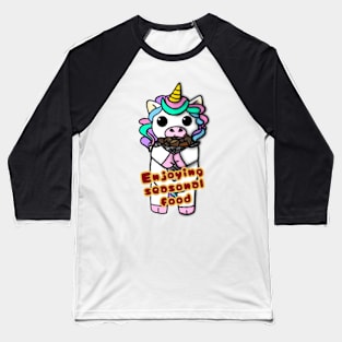 Unicorn with phrase - Enjoying seasonal food Baseball T-Shirt